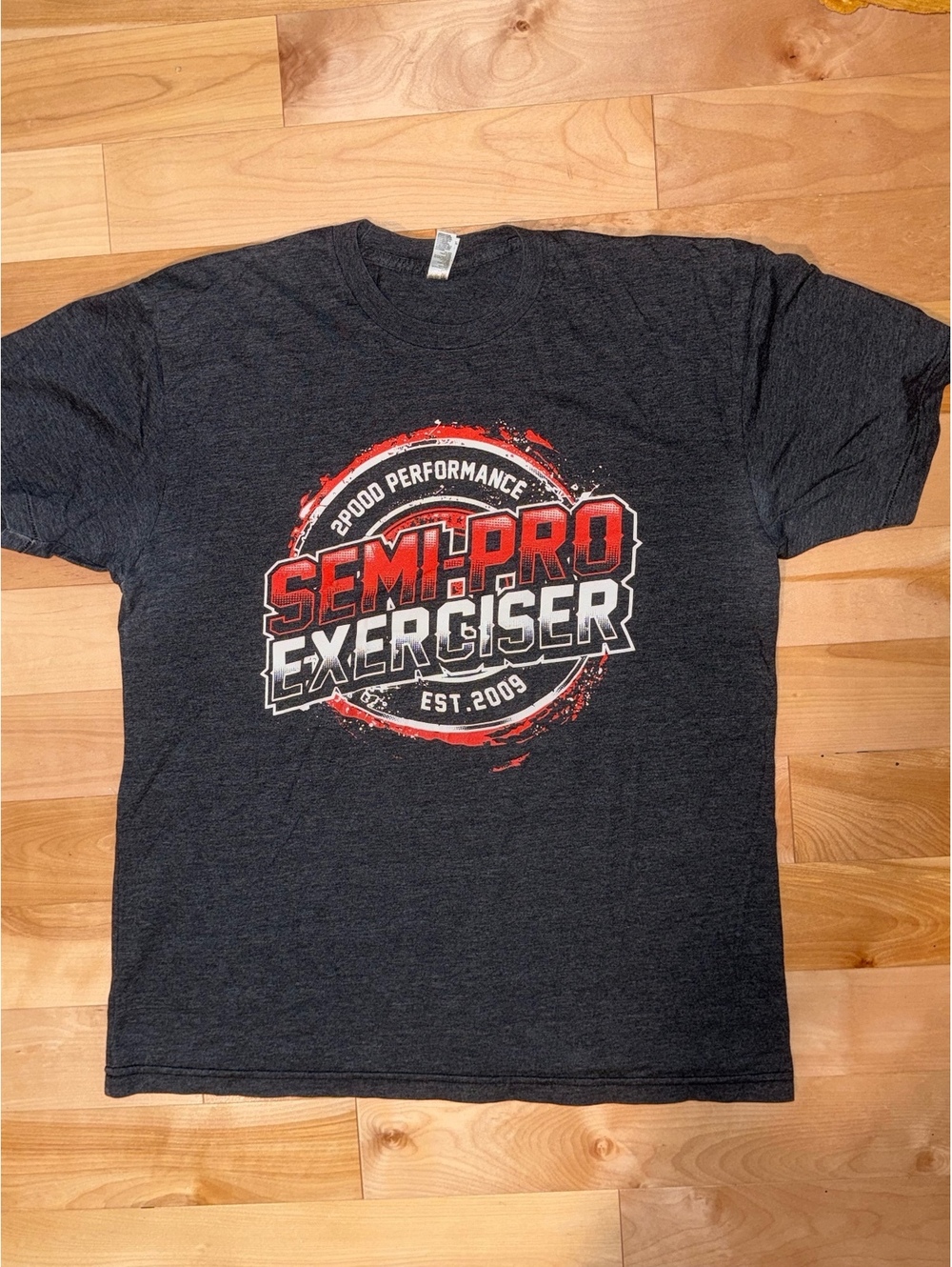 2P Performance Semi-Pro Exerciser Heather Gray Graphic T-Shirt, Size Large, 2